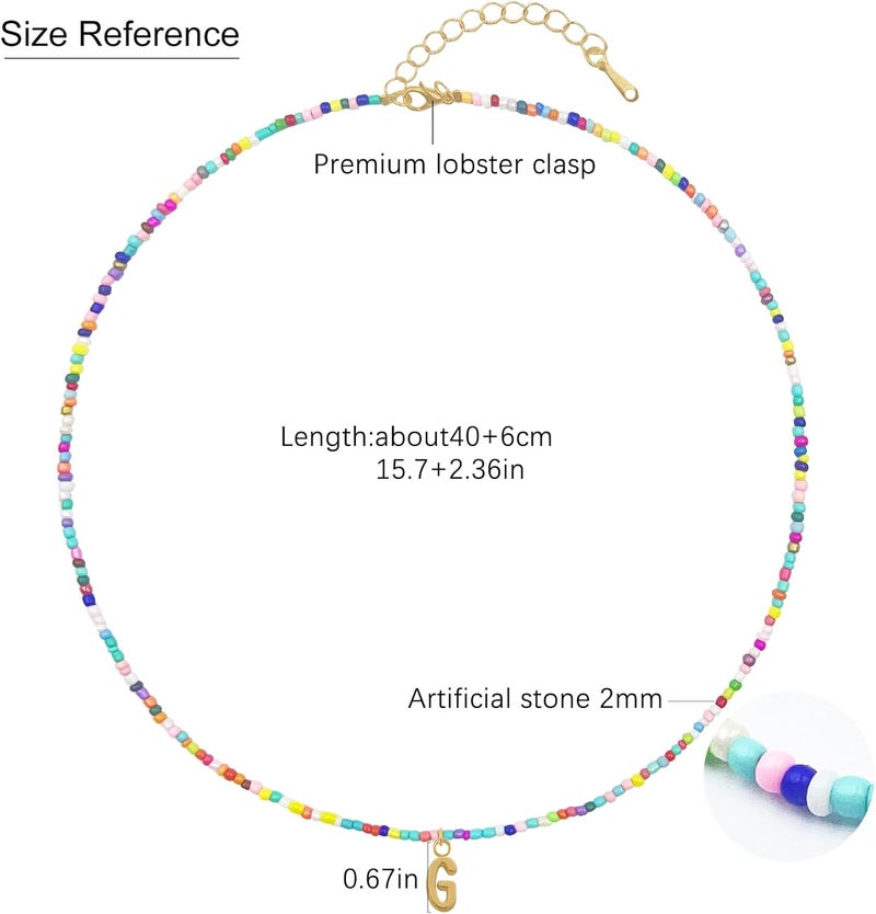 Senfour Colorful Beaded Initial Necklaces for Kids Girls, Personized Graduation Birthday Gifts - Choker Necklace for Women,Teen and Preteen Girls - Image 5